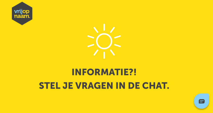 Voorbeeld chat button in de Vrijopnaam-app